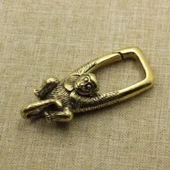 猿 カラビナ 真鍮 キーリング ヴィンテージ風