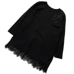 Rose Tiara ローズティアラ ビジュー レース ニット L〜LL 黒