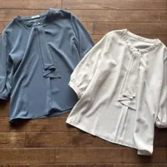 GLACIER グラシア 6分袖 ボウタイブラウス 2枚セット　ハニーズ