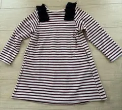 petit main ガールズ　ボーダー柄 七分袖ワンピース