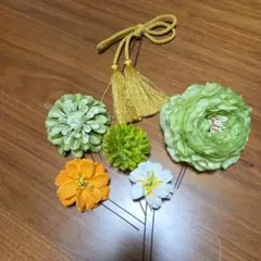 花モチーフ 髪飾りセット タッセル付き