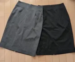 【2点セット】グレーとストライプ ストレッチタイトスカート スリット入り