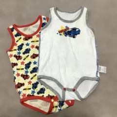 【美品】ベビー肌着 ノースリーブ 2枚セット 車柄　綿100 サイズ70