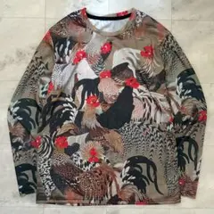 ロングTシャツ 長袖 ロンT 浮世絵 和柄 伊藤若冲 群鶏図 動植綵絵 木版画