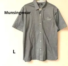 Munsingwear グレー 半袖前ボタンシャツ 胸ポケットあり Lサイズのサムネイル
