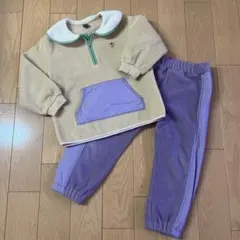 フリースジャケット 120/60 ベージュ/パープル