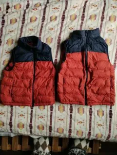 ユニクロ　中綿入りベスト　130　150 兄弟コーデ