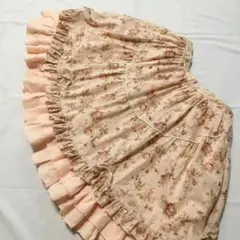 ヴィクトリアメイデン　裾シャーリング花柄エプロン風スカート