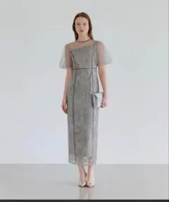 LEJA アシンメトリーシアーフラワーワンピースドレスのサムネイル