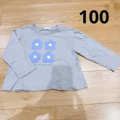 リセマイン 長袖 Tシャツ プリント Aライン 100 お花 グレージュ