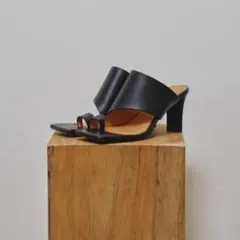todayful Square Leather Sandals ブラック 38のサムネイル