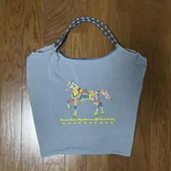 刺繍トートバッグ ホース柄 グレー
