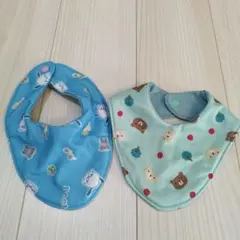 ハンドメイド　ベビー用スタイ　よだれかけ 2点セット バンダナ型　接触冷感