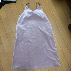 GU ピンク　ベロアノースリーブワンピース