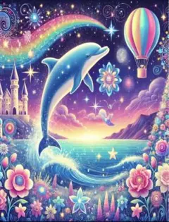 人気商品　ALL フェアリーダストビーズ　 ダイヤモンドアートキット　イルカ-2