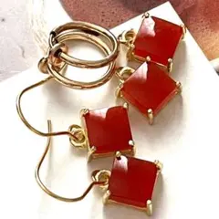 爪枠カーネリアンピアス　イヤリングに変更可能☺︎