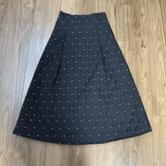 BABYLONE ドットフレアスカート ブラック インド 刺繍 ロング フレア