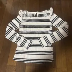 MIIA リブ編みストライプ長袖トップス
