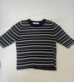 AZUL BY MOUSSY ボーダー リブニット 半袖 S