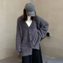 シャギーカーディガン ニットカーディガン モヘアカーディガン