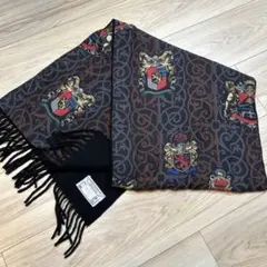 PANCALDI&B☆総柄 シルク100% ☆マフラー　ストール　ブラック