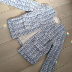 H＆M青と白のツイードジャケットXS
