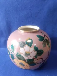九谷焼 花瓶 壺 「九谷 陶月」 椿図 インテリア 美品