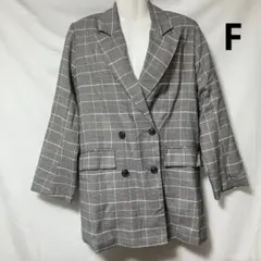 ブラウニー　テーラードダブルジャケット　オーバーサイズ　チェック　Fサイズのサムネイル