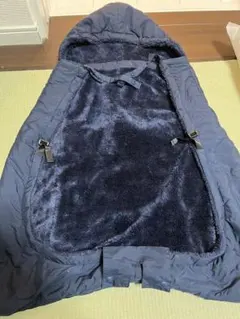 BabyHopger ネイビー フリース内側 フード付き抱っこ紐防寒ケープ