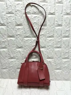 【美品】COACH コーチ 2WAY ハンドバッグ ショルダー レッド レザー