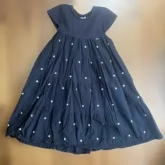 petit main ブラック ハート刺繍ワンピース 110サイズ