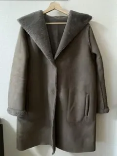 ZARA リバーシブル　フェイクムートン　フード付きコート