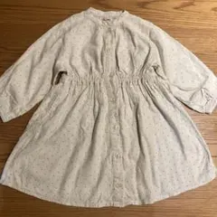 après les cours ドット柄 長袖　シャツワンピース 90