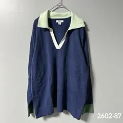 【美品】Croft & Barrow 襟付きニット セーター バイカラー L