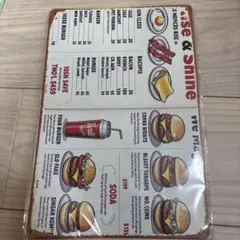ヴィンテージ風 ハンバーガー メニューボード 看板 A4 アルミ看板 ブリキ看板