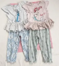 ディズニー　プリンセス　半袖パジャマ　長ズボン　エルサ　アリエル　100 ２点