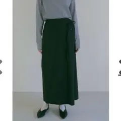 【完売色・美品】マノフ　MANOF LINEN WRAP SKIRT　ブラックのサムネイル