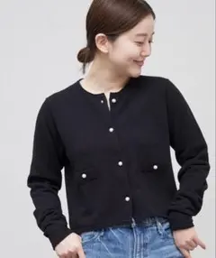 IENA コットンブークレーショートカーディガン　ニット　カーディガン