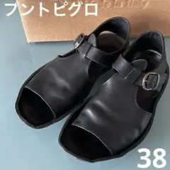 プントピグロ　黒　38 レザーサンダルのサムネイル