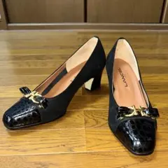 【極美品】LANCEL ランセル パンプス 24cm ブラック コンビ素材 高級のサムネイル
