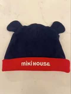MIKI HOUSE 耳付き帽子 ネイビー/レッド