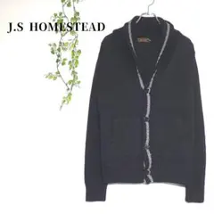 J.S HOMESTEAD ニット カーディガン ウール混 黒 42 Vネック