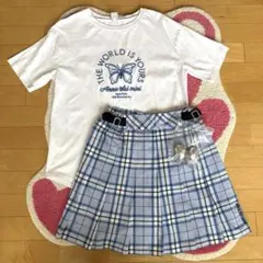 Anna sui mini 160 Tシャツとチェックスカートセット Anna sui mini 160 Tシャツとチェックスカートセット - メルカリ