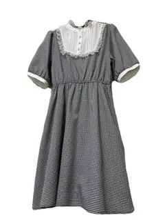 チェック柄 半袖ワンピース フリル付き