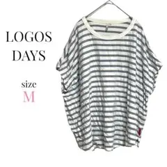 LOGOSDAYS【M】ボーダー 半袖Tシャツ トップス シンプル 綿100%