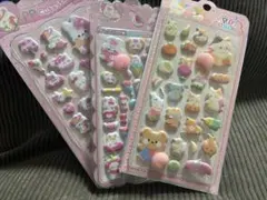 可愛い動物とスイーツの立体シール3パック　お尻シール