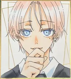 オリジナル　手描きイラスト　少年　男の子　コピック　色紙　アナログ　微笑