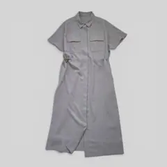anuans カシュクール タックフレア ロングワンピース グレー フリー