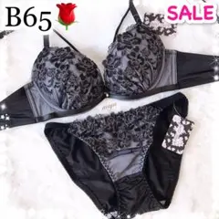 9月大セール❣️24時間以内発送❣️ブラックB65/ショーツM❤︎ミスティロゼ♥️上下✨
