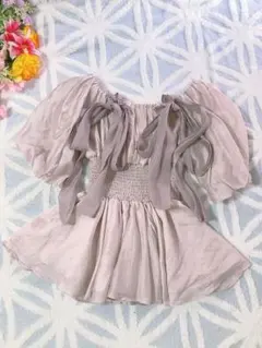 新品 コエル オフショルダーブラウス 2way F茶 フリル レイヤード 